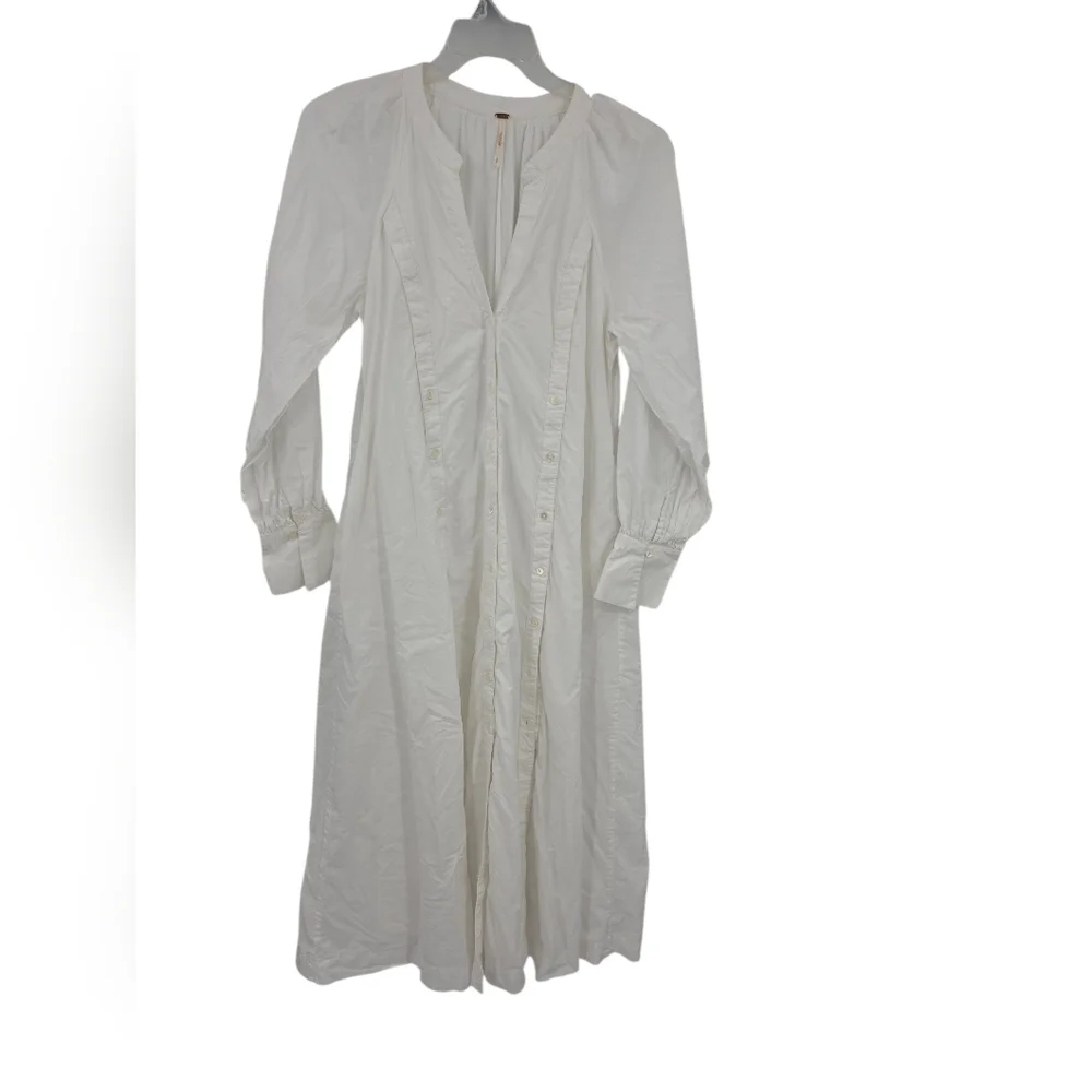 Free People Cream Button-Front Maxi Dress